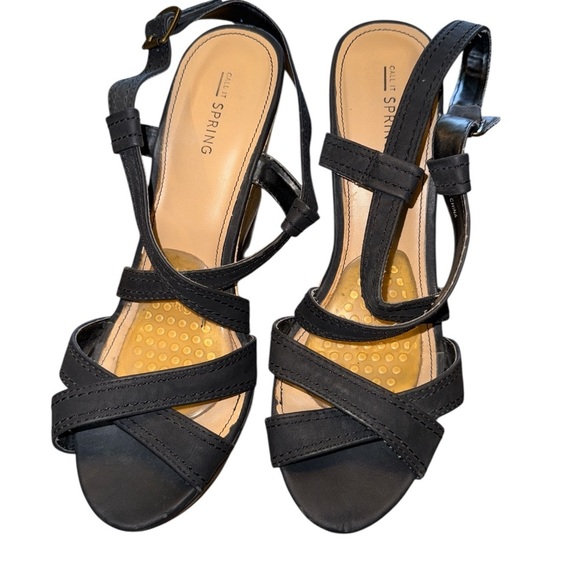 Call It Spring Black and Tan Wedge Sandals - Picture 3 of 8